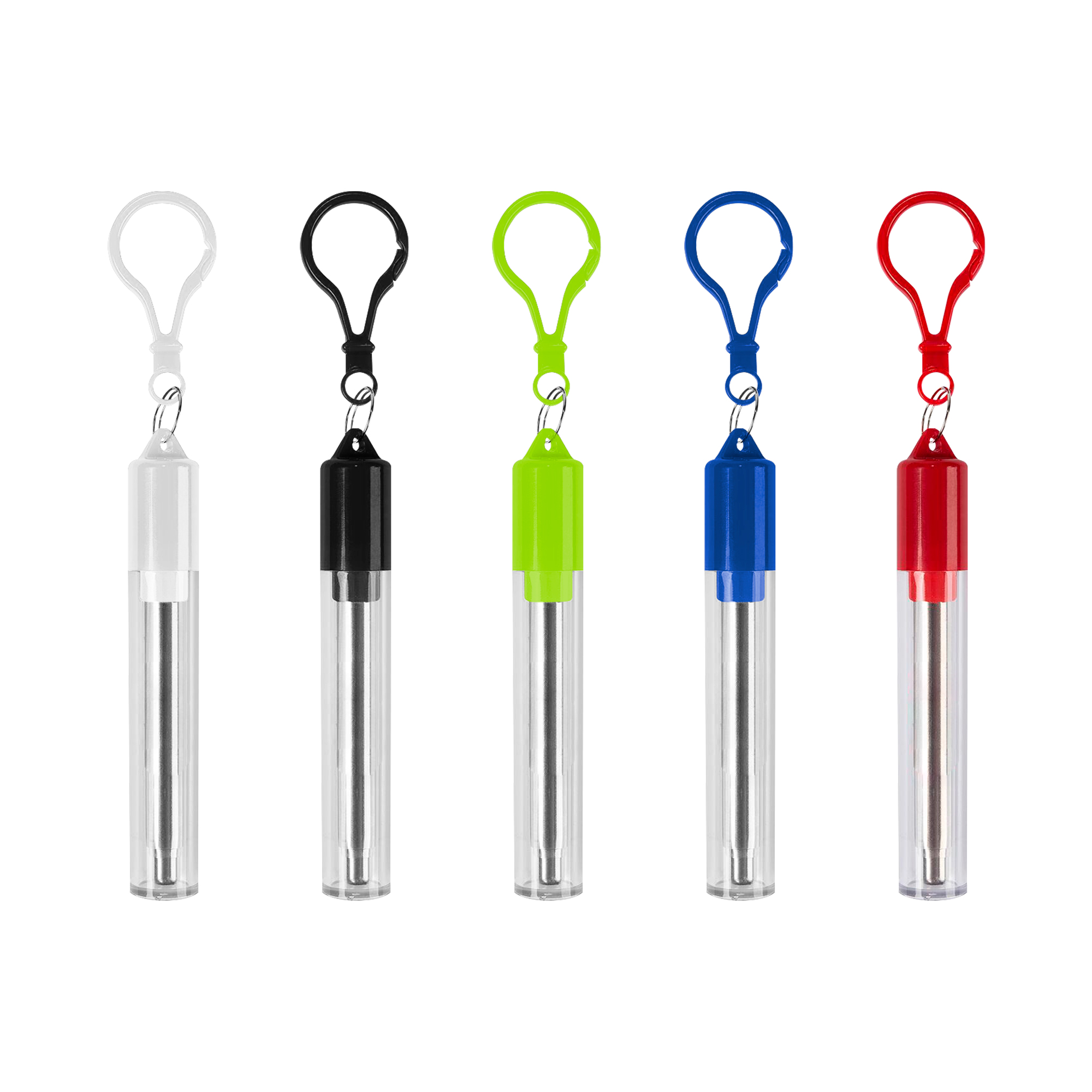 POPOTE DE ACERO INOXIDABLE RETRACTIL CON CEPILLO LIMPIADOR Y ESTUCHE E566